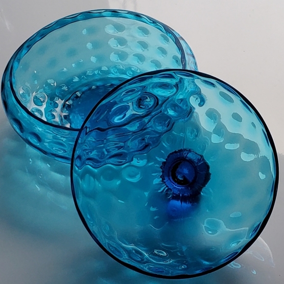 1940s Gorgeous 💙 Blue 7 1/2" Lidded Dish by Beacon🇺🇲 NJ - Picture 13 of 15